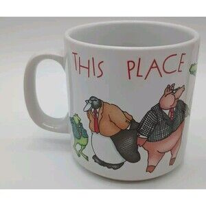 Russ Berrie This Place is a Zoo Mug Polar Bear Alligator Frog Penguin Pig